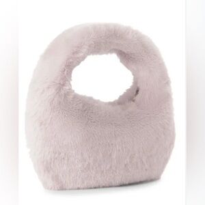 NWT LaMarque Alix Plush Faux Fur Handbag in Light Blush Pink